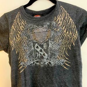 Harley Davidson women’s bling glitter stone studs size medium fitted shirt